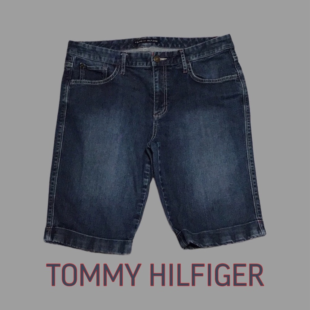 TOMMY HILFIGER Cuffed Bermuda Jeans Shorts Y2K Size 12